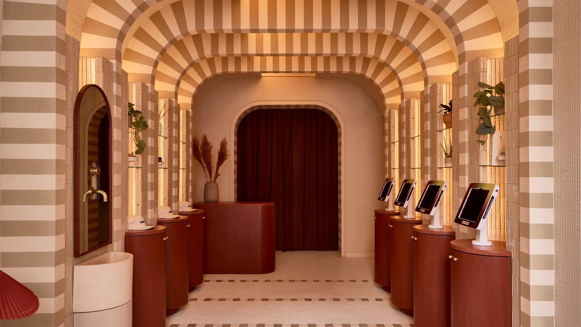 The lobby of Islyn Studio's Now Now hotel in New York features an interplay of rough, natural materials and smooth surfaces – a contrast that's both dreamlike and grounded, evoking a sense of mystery and wonder.